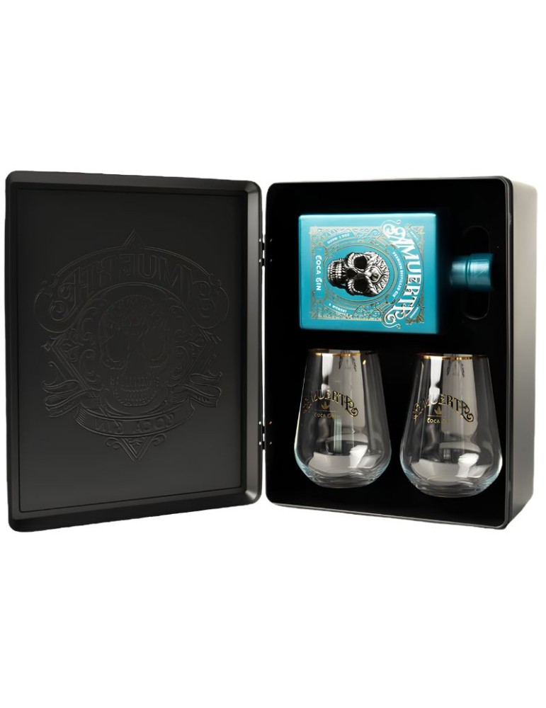 Amuerte Green Metal Box Gin - 0,70 L + 2 Bicchieri