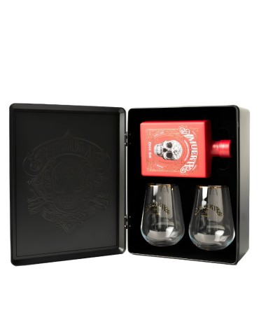 Amuerte Red Metal Box Gin - 43% Vol. - 0,70 L + 2 Bicchieri