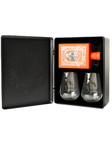 Amuerte Orange Metal Box Gin  - 0,70 L + 2 Bicchieri