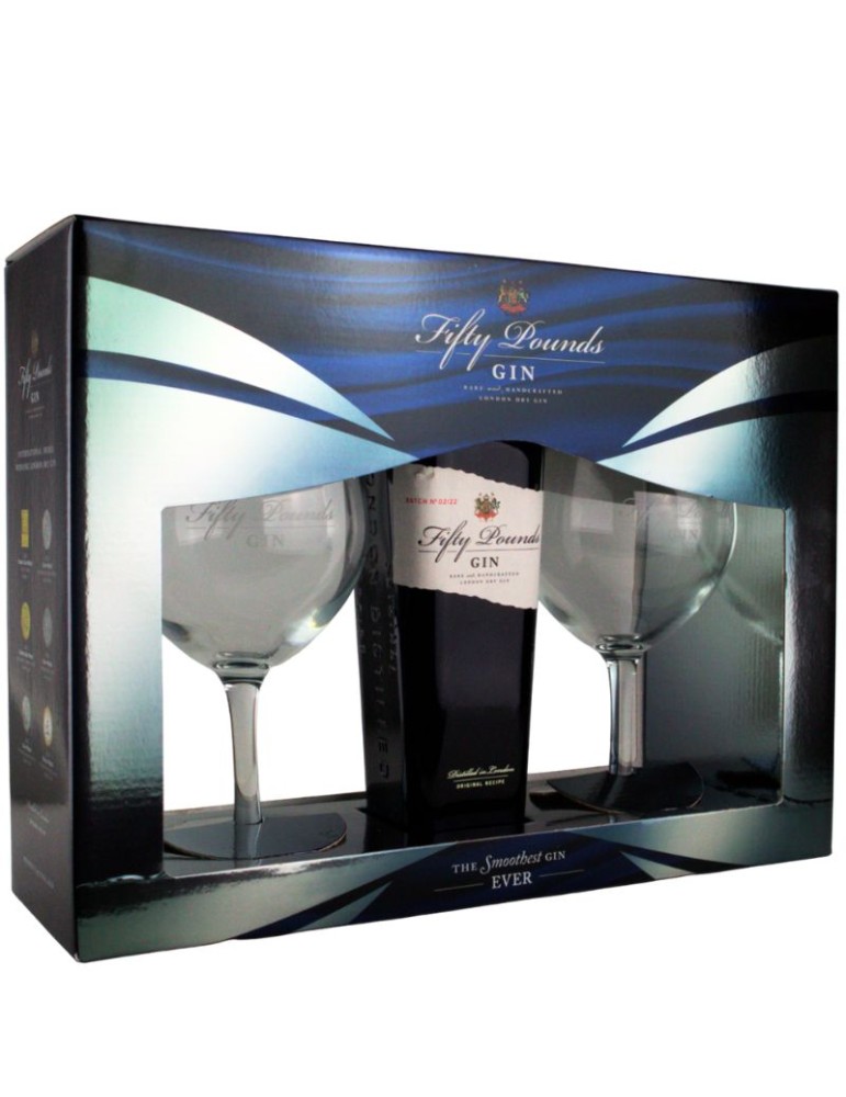 Gin Fifty Pounds London Dry - 0,7 L +  2 Calici