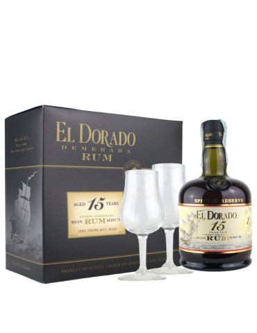Rum El Dorado 15 Anni Demerara Special Reserve - 0,7 L + 2 Glasses