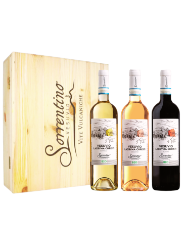 Cassetta in legno Lacryma Christi Rosato - Rosso - Bianco Sorrentino - 3x0.75L