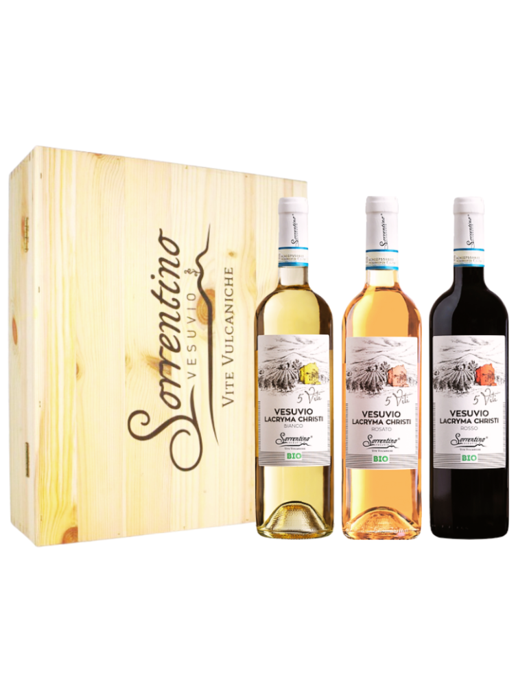 Cassetta in legno Lacryma Christi Rosato - Rosso - Bianco Sorrentino - 3x0.75L