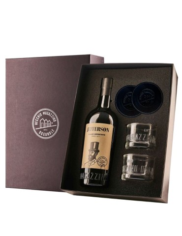 Amaro Jefferson Tailor Made Pack con 2 Bicchieri e 2 Sotto Bicchieri- 0.70L