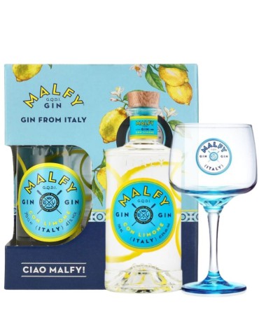 Gin Malfy Limone - 0,7 L + Bicchiere | Confezione regalo