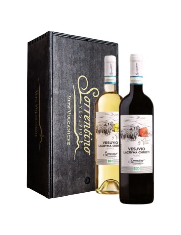 Cassetta in legno Lacryma Christi Rosso - Bianco Sorrentino - 2x0.75L