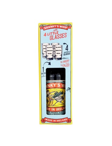 Shanky's Whip Irish Whisky Liqueur + 4 Bicchieri Shot - 0,70L