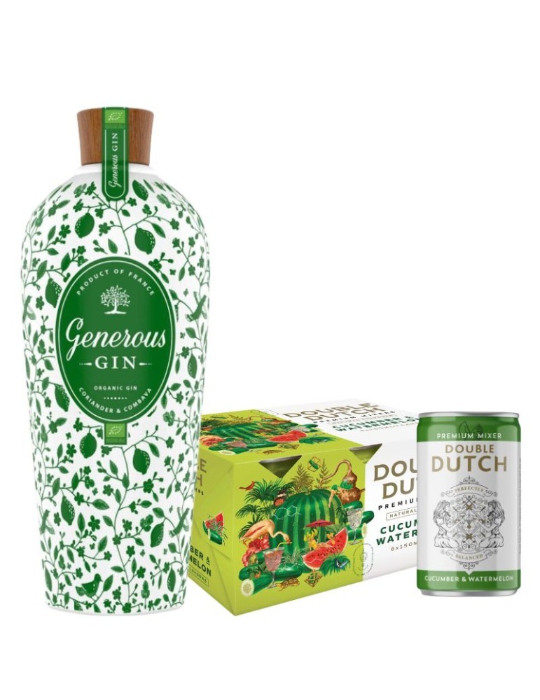 Kit Gin Tonic Generous Gin Organic Bio + Double Dutch Cucumber & Watermelon